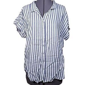 NWOT Denim & Co. Naturals Striped Button-Front Top Sz S